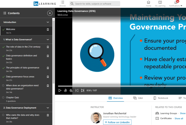 learning data governance course preview