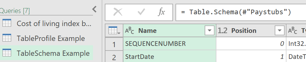 table schema data profiling